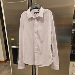 JOHN VARVATOS USA Men's Light Purple Striped Button Down Dress Shirt 16 1/2 Long
